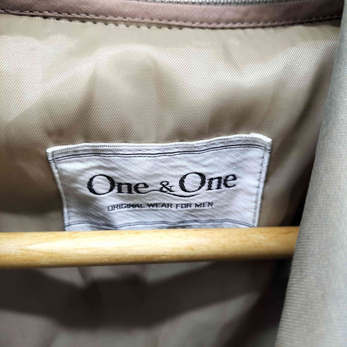 One&One ライナー付 裏地チェック 玉虫 ステンカラーコート メンズ